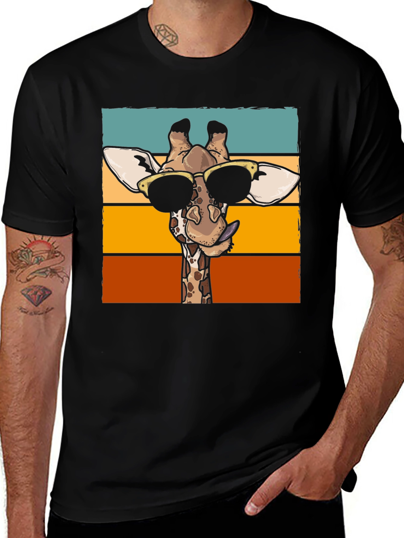 Variant 15 of Cool Giraffe Graphic T-Shirt - Black