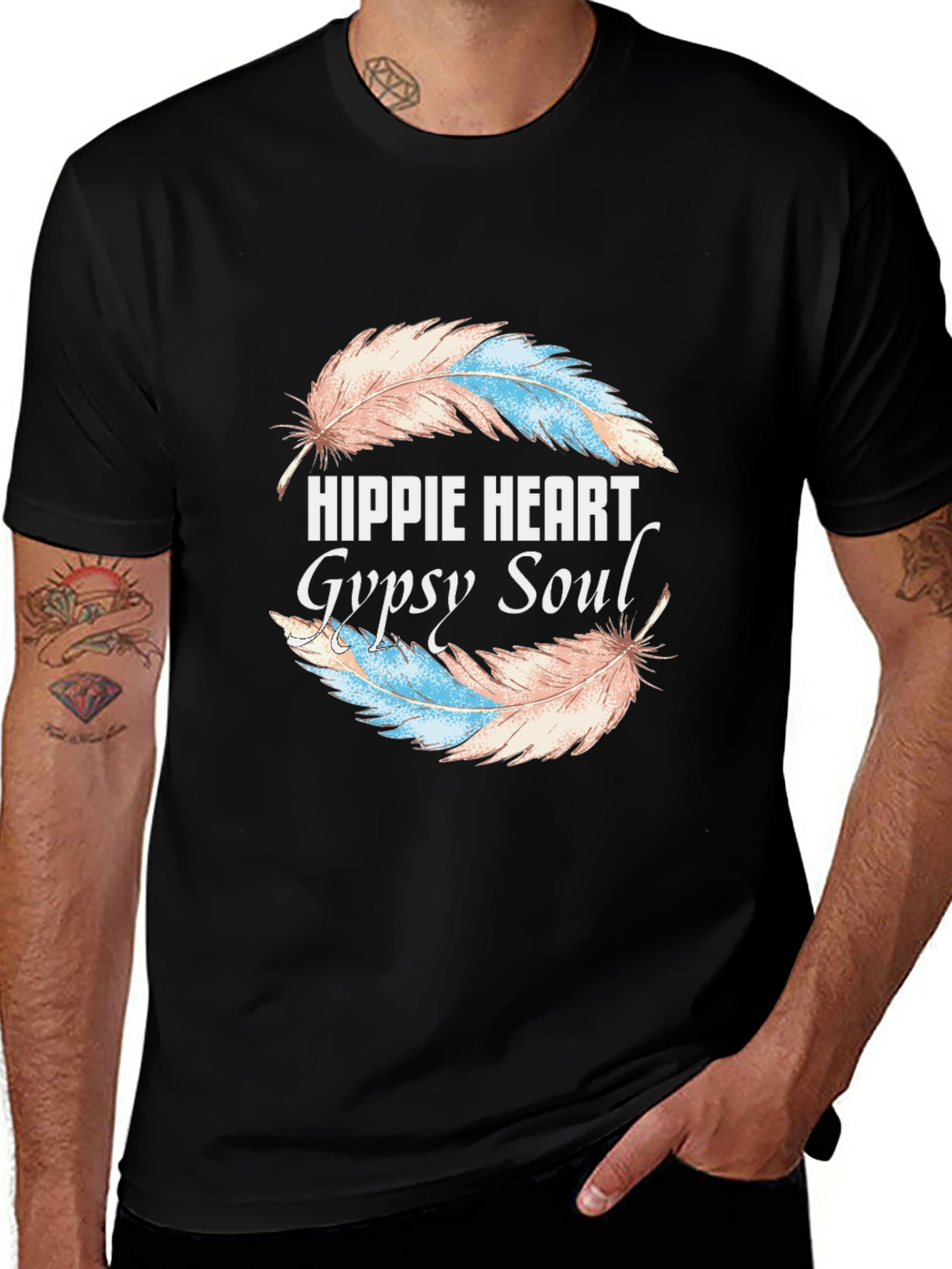 Variant 19 of Hippie Heart Gypsy Soul Feather Graphic Tee