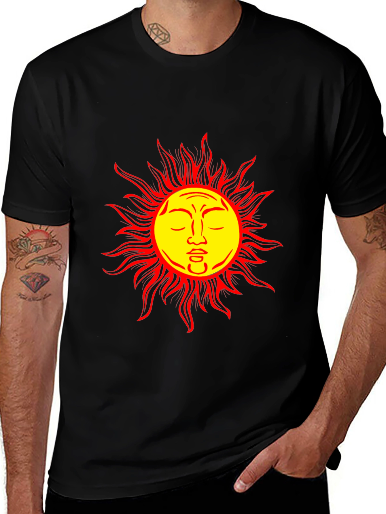 Variant 25 of Sun Face Graphic Black T-Shirt - Stylish & Unique