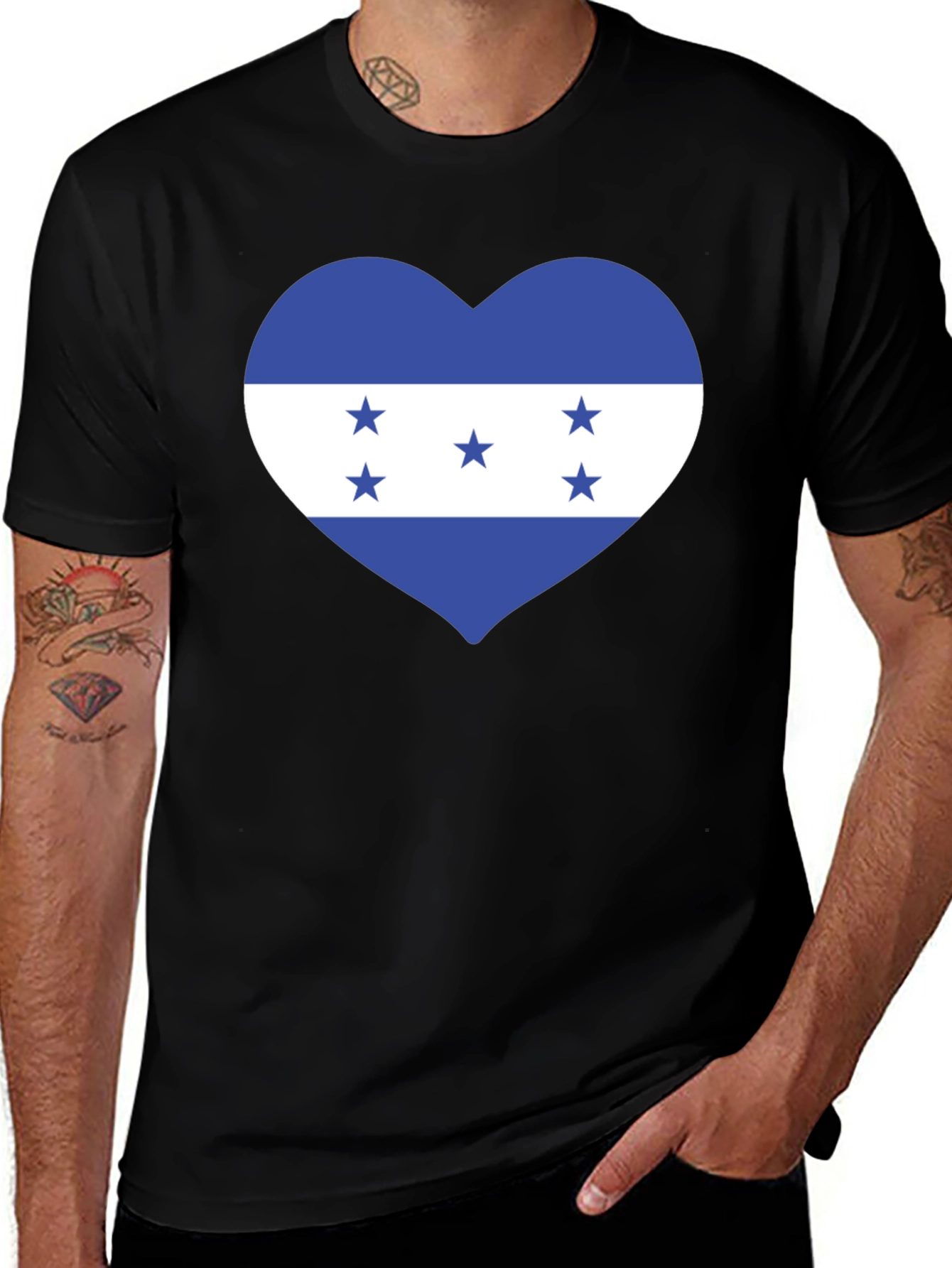 Honduras Flag Heart T-Shirt - Black