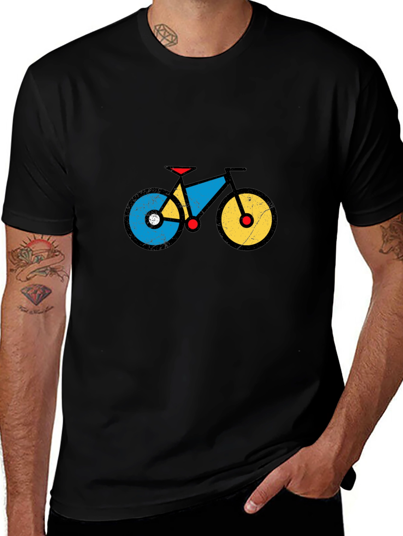 Geometric Bike Graphic Tee - Black