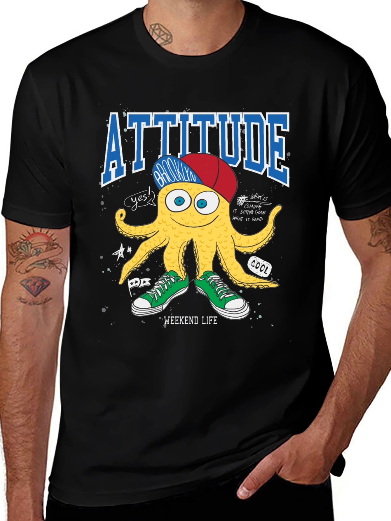 Variant 14 of Attitude Octopus Graphic Print Tee
