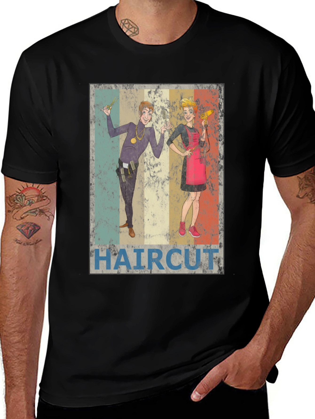 Variant 22 of Retro Haircut Graphic Tee - Unisex Casual Top