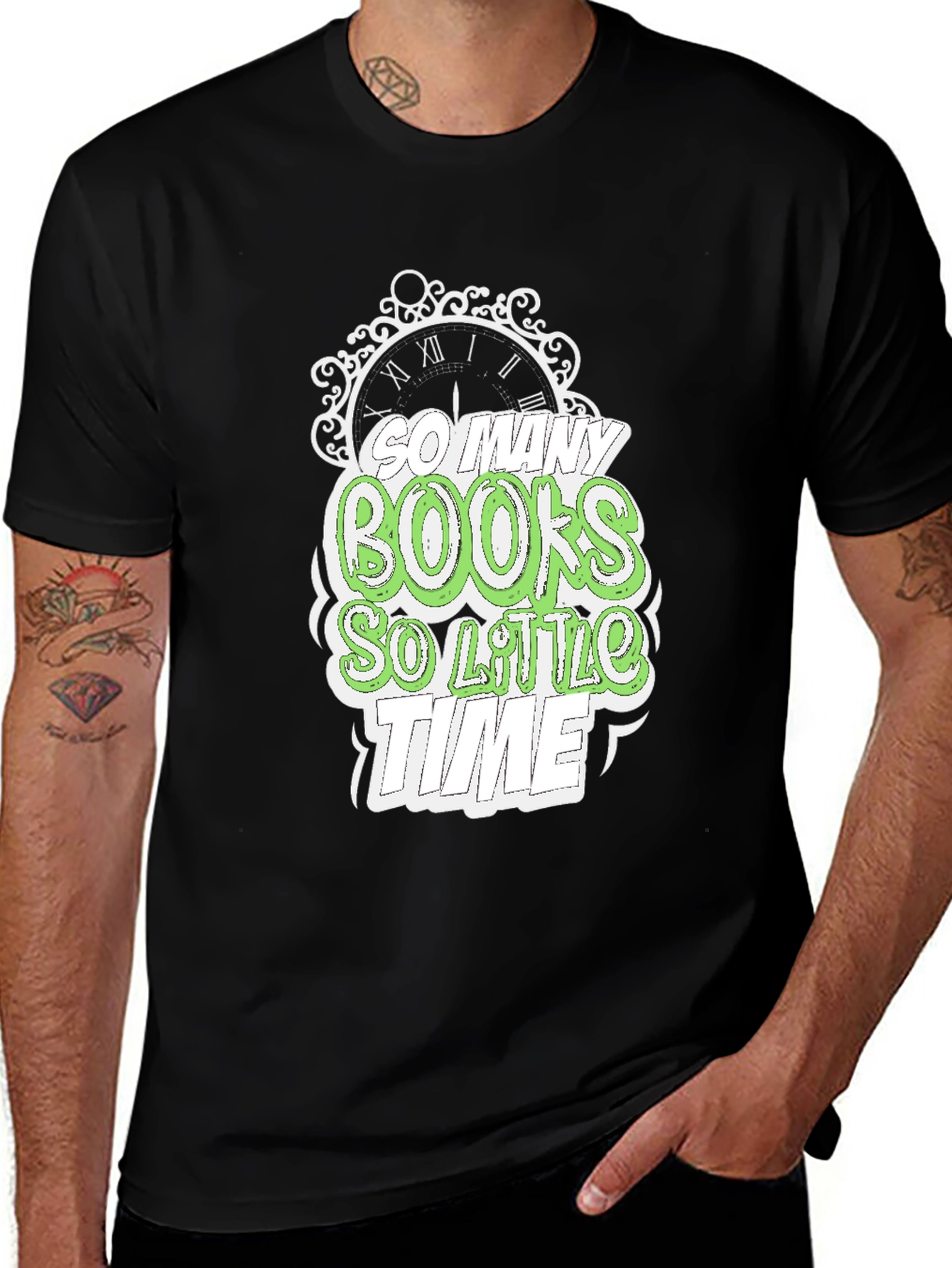 Variant 29 of So Many Books So Little Time Black Graphic Tee