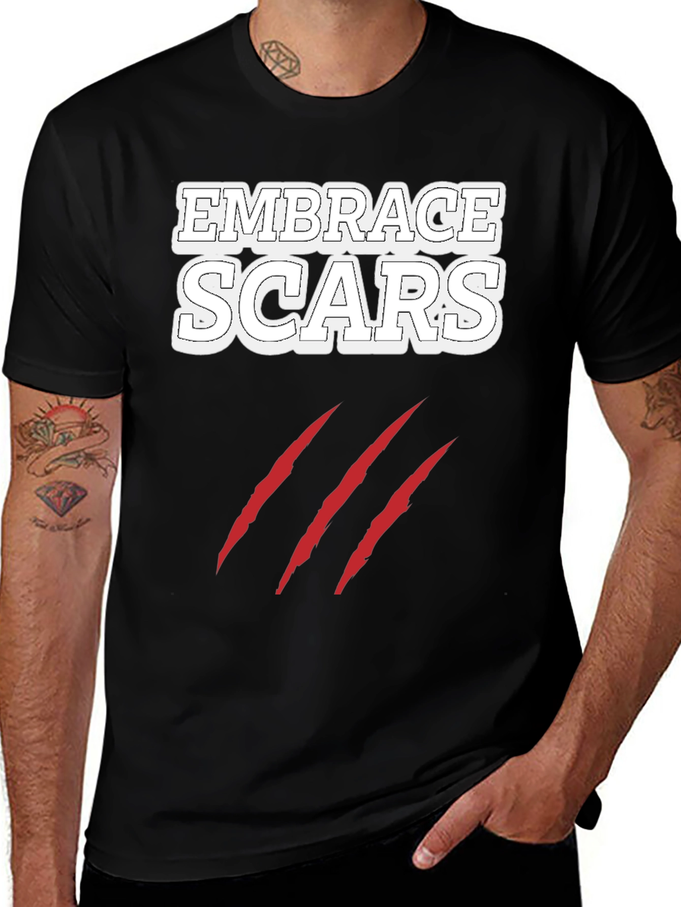 Variant 22 of Embrace Scars Graphic Tee - Bold & Edgy Black T-Shirt