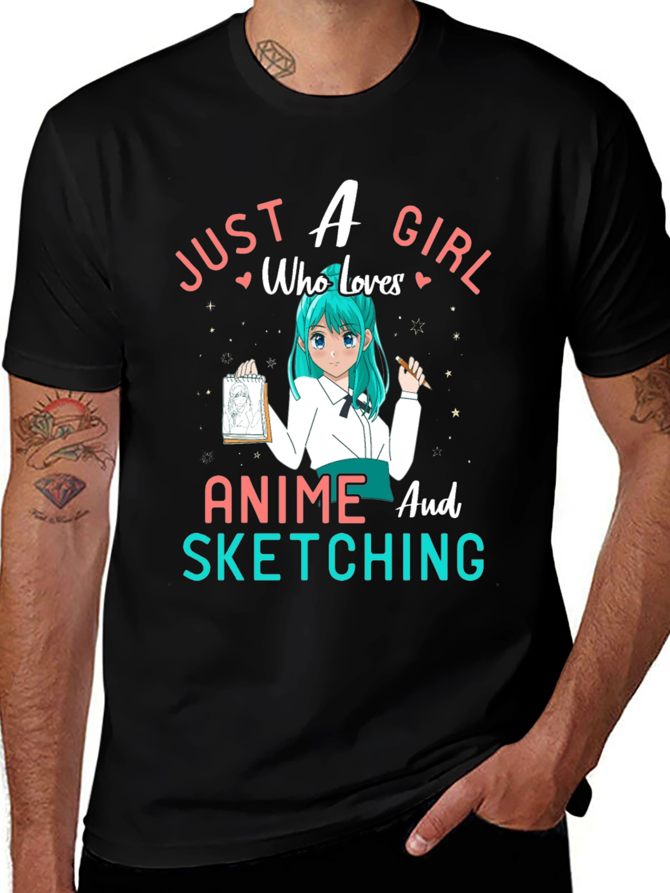 Anime & Sketching Girl Graphic T-Shirt