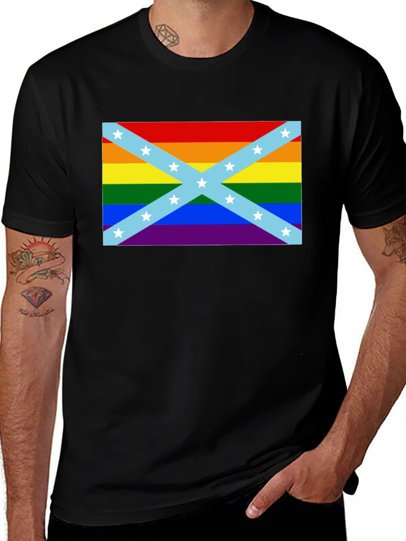 LGBT Confederate Flag T-Shirt - Rainbow Rebel Pride