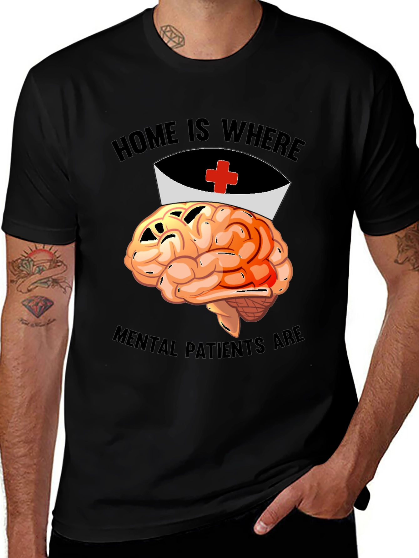 Variant 7 of Home is Where Mental Patients Are Brain Nurse T-Shirt