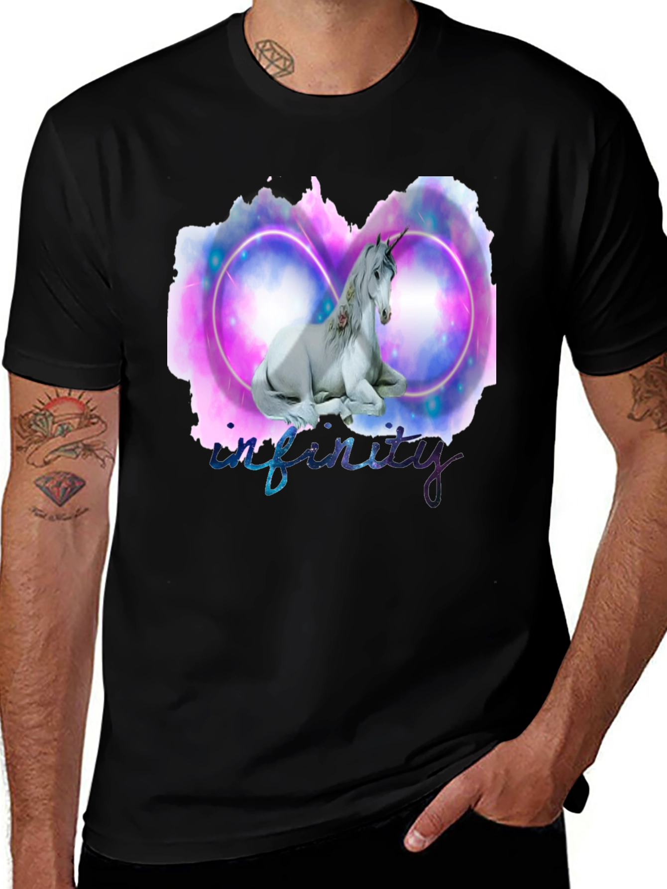 Variant 9 of Unicorn Infinity Graphic Tee - Men's Black Shirt