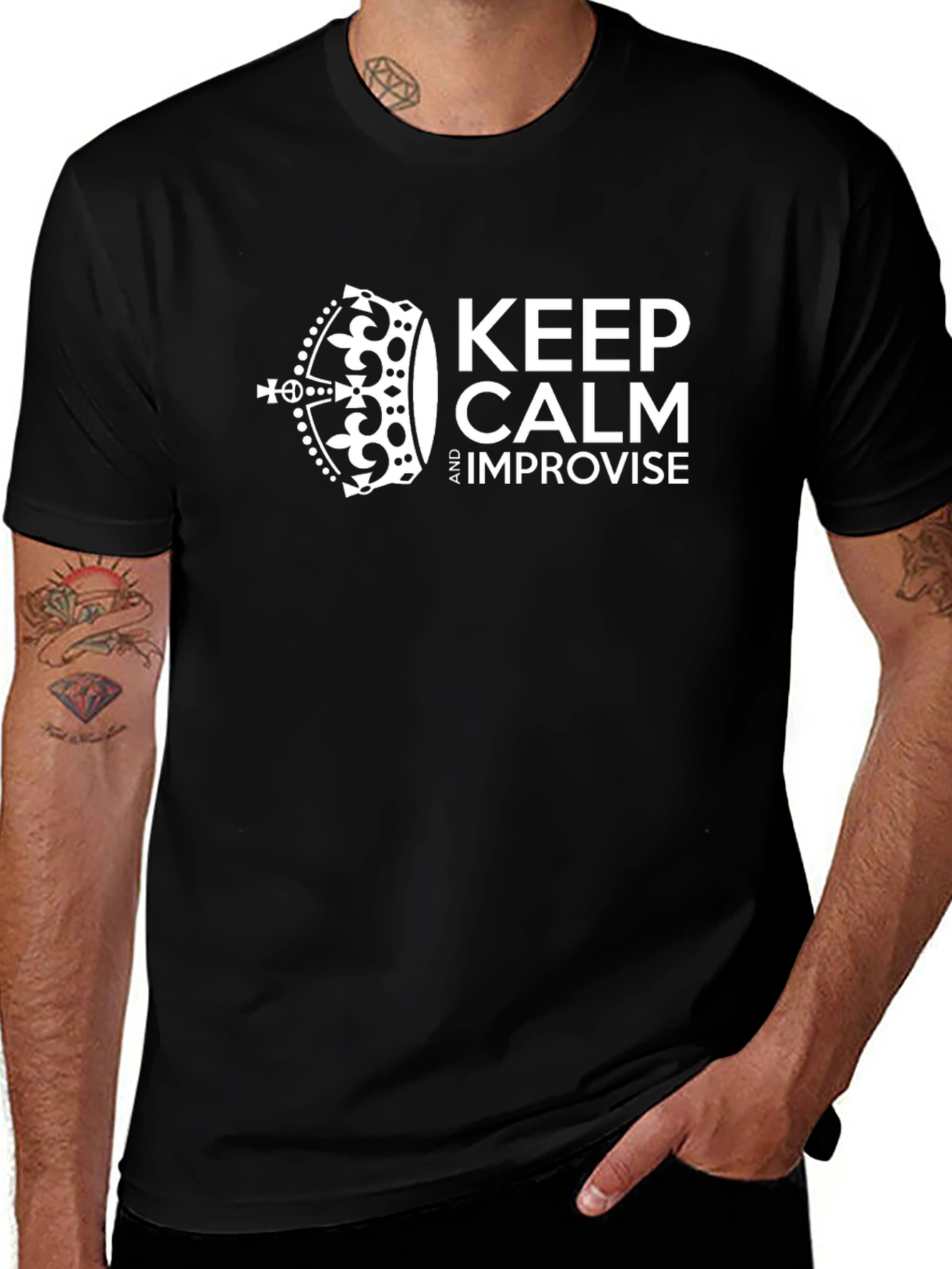 Variant 4 of Keep Calm Improvise Black Graphic Tee