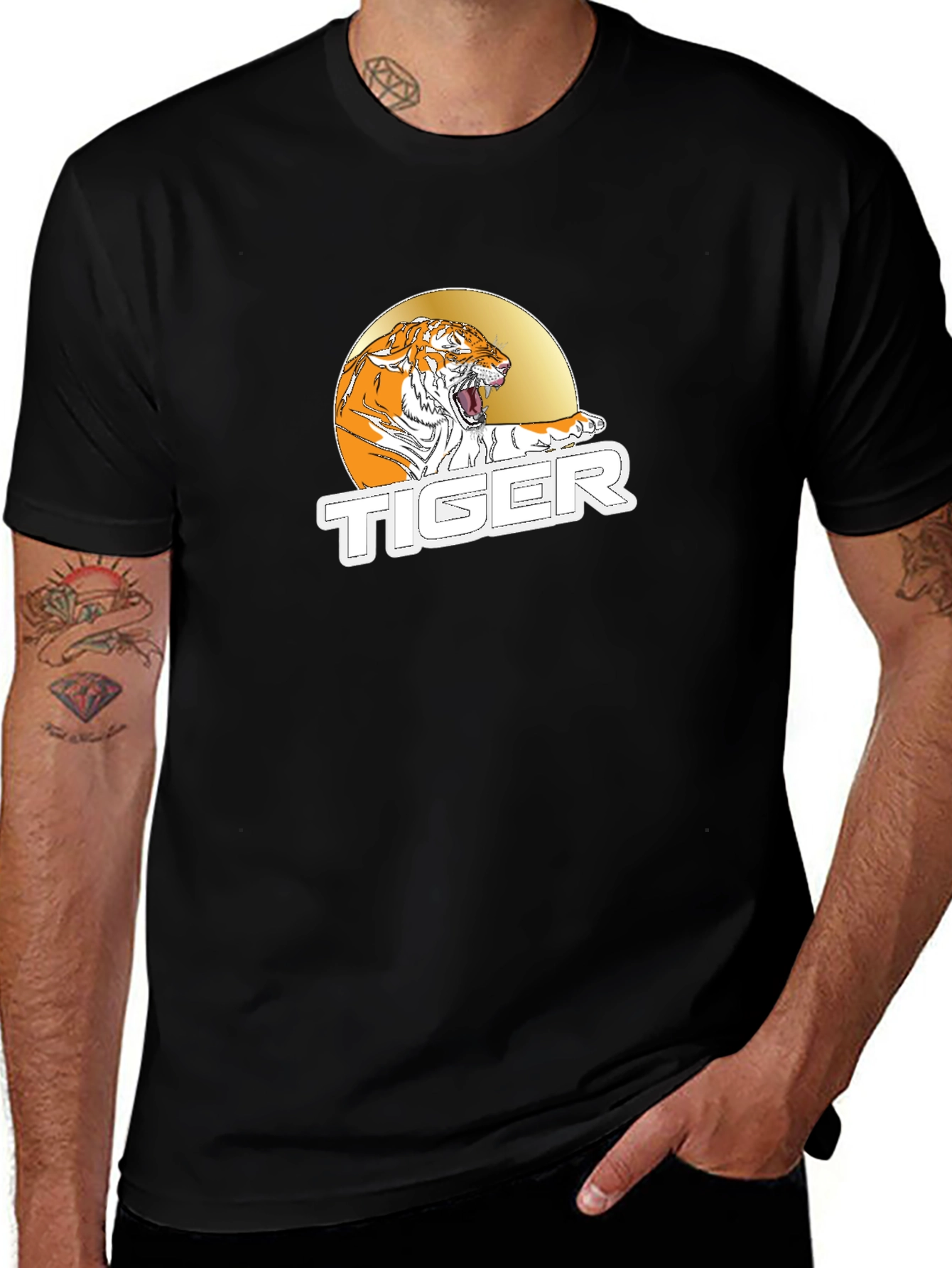 Variant 16 of Tiger Graphic Black T-Shirt