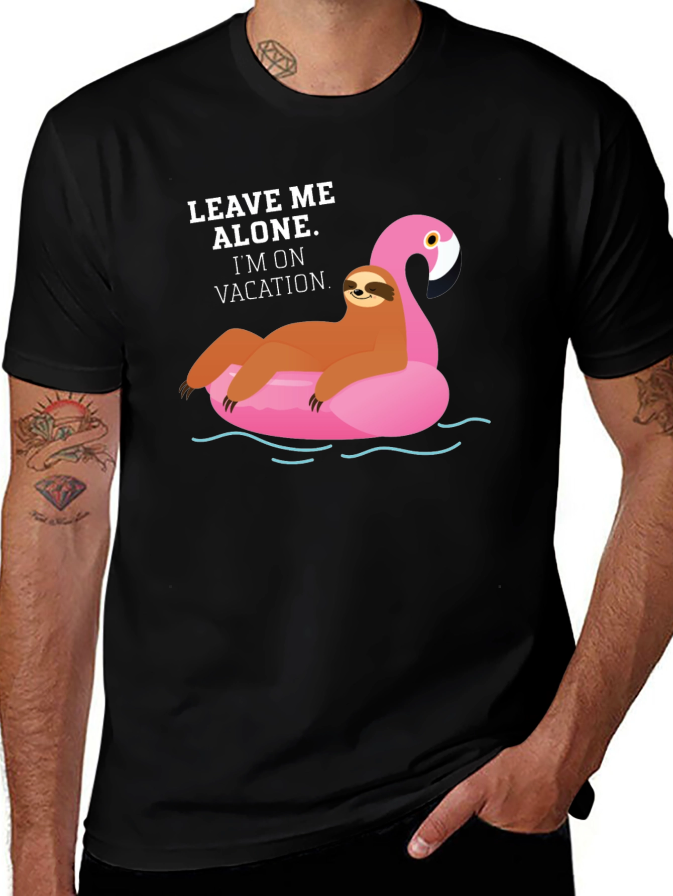 Variant 4 of Vacation Sloth Flamingo Graphic T-Shirt
