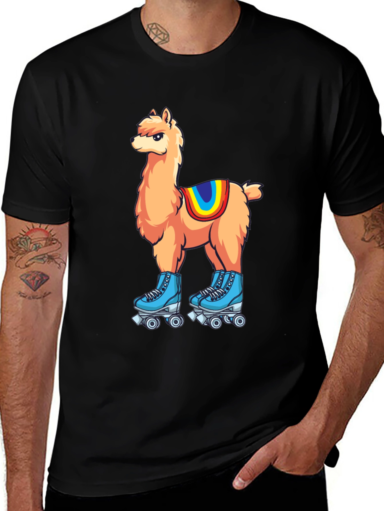 Variant 8 of Llama on Roller Skates Graphic Tee