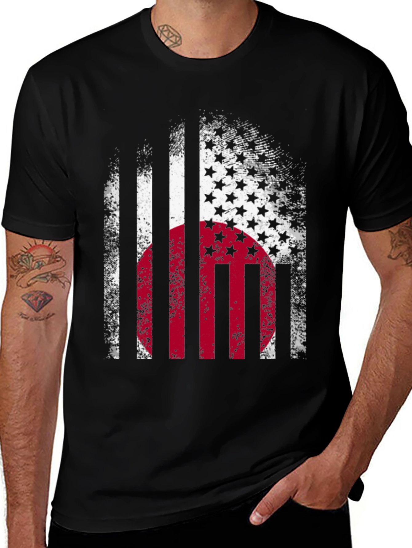 Variant 16 of USA Japan Flag Graphic Print T-Shirt