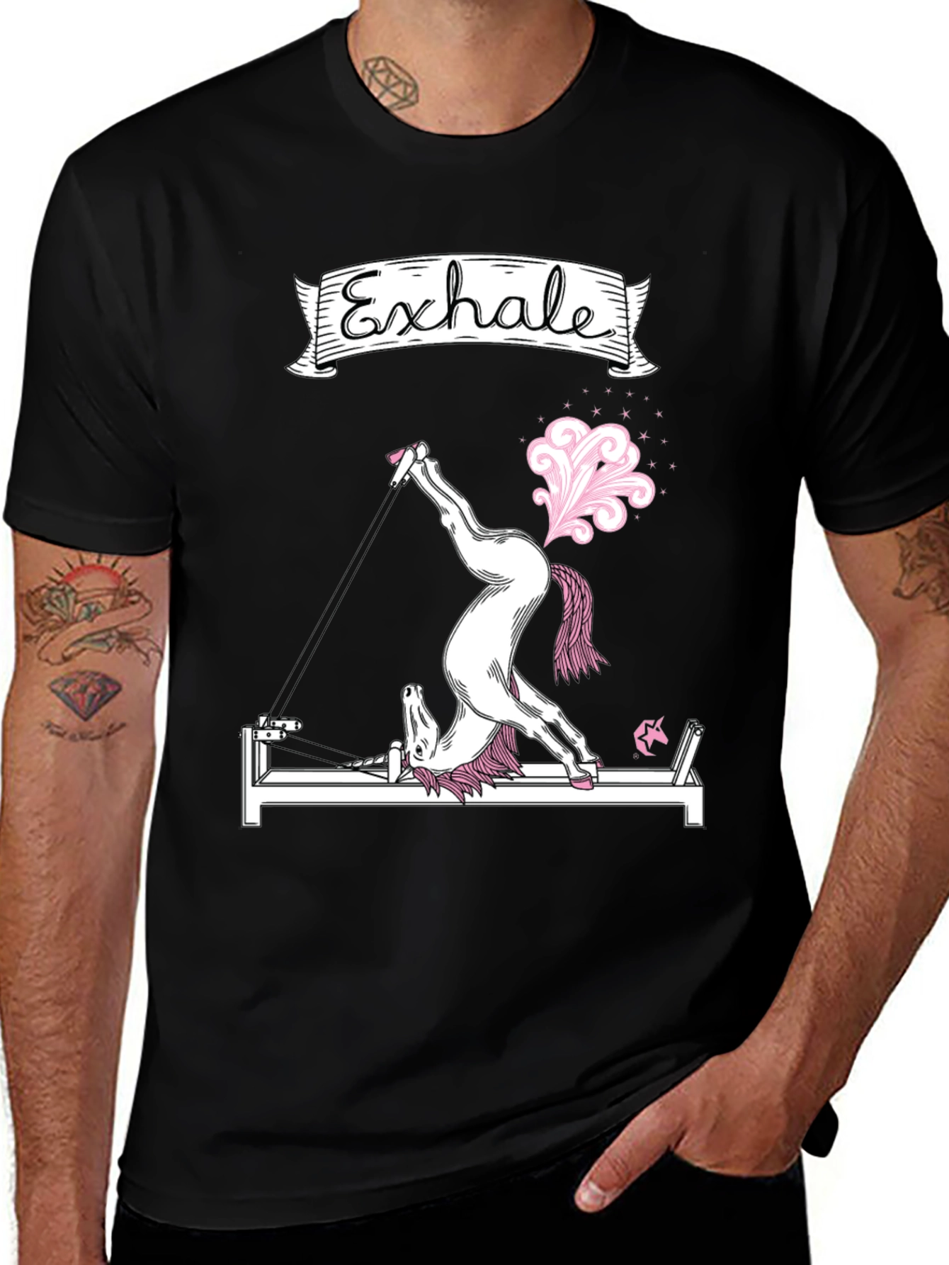 Variant 8 of Exhale Unicorn Pilates Black T-Shirt