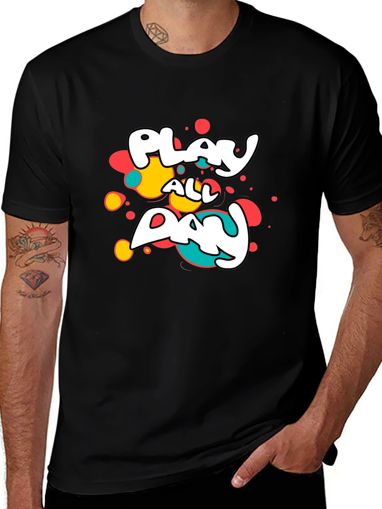 Variant 2 of Play All Day Graphic Tee - Casual Black T-Shirt