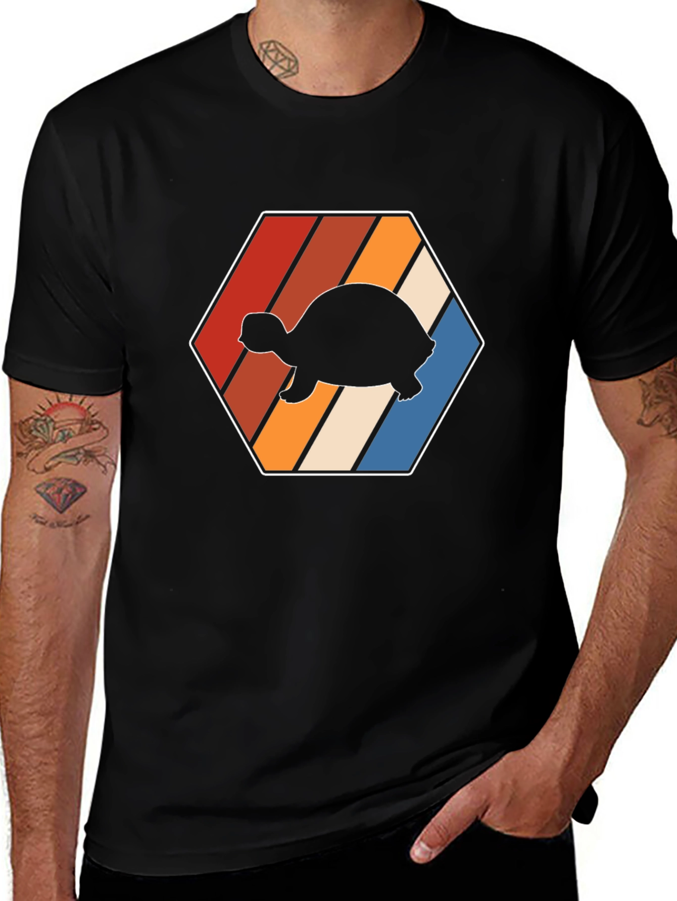 Variant 12 of Retro Turtle Hexagon T-Shirt