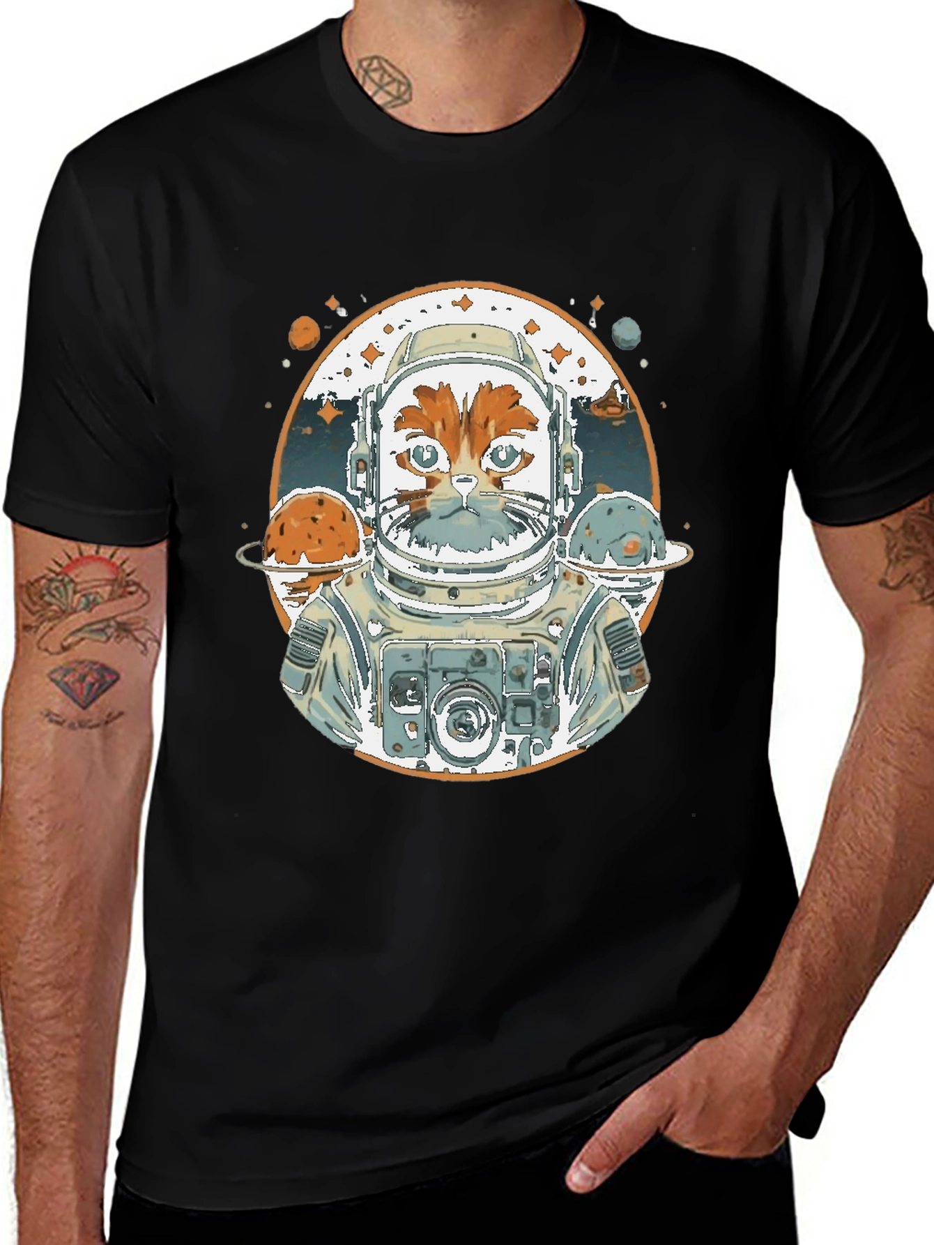 Variant 9 of Astronaut Cat Graphic Tee - Space Adventure Style