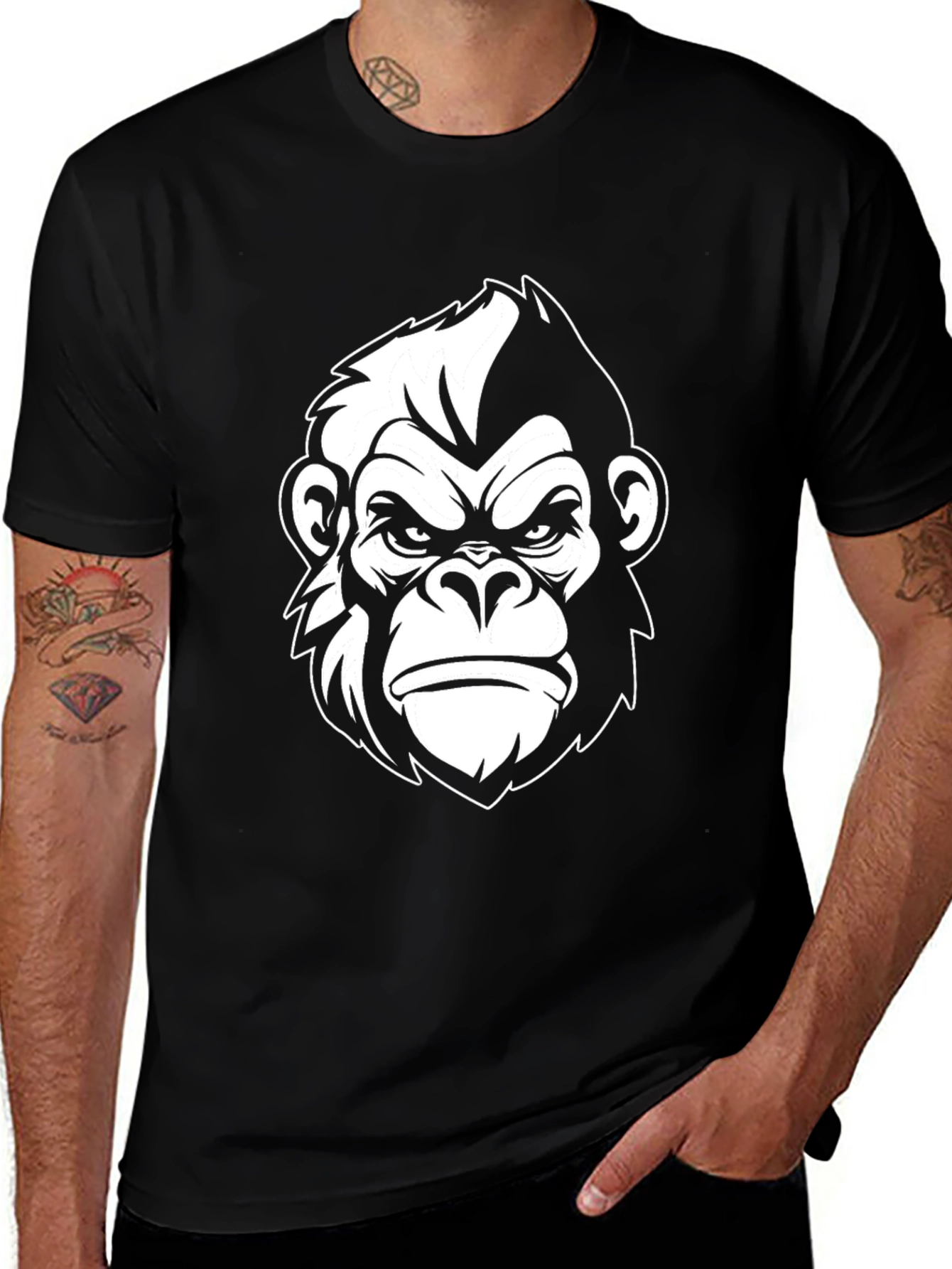 Variant 5 of Cool Gorilla Graphic Tee - Black