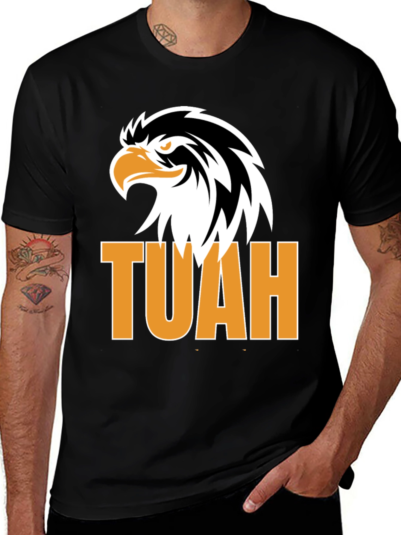 Variant 29 of TUAH Eagle Graphic Tee - Black Cotton Blend