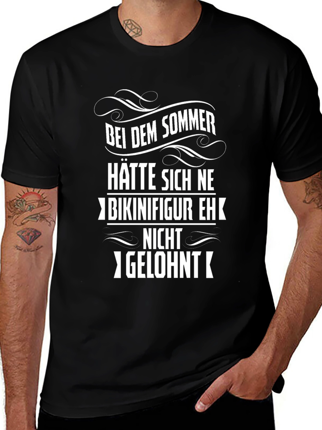 Humorous German Summer T-Shirt - "Bikini Figure Not Worth It"