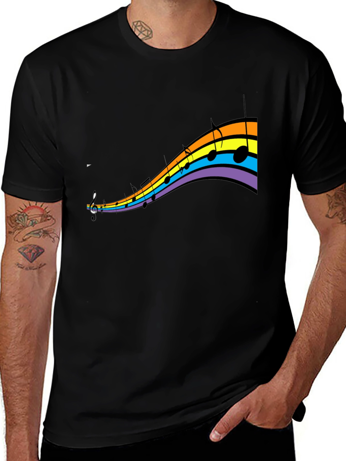 Variant 22 of Rainbow Music Note Graphic T-Shirt