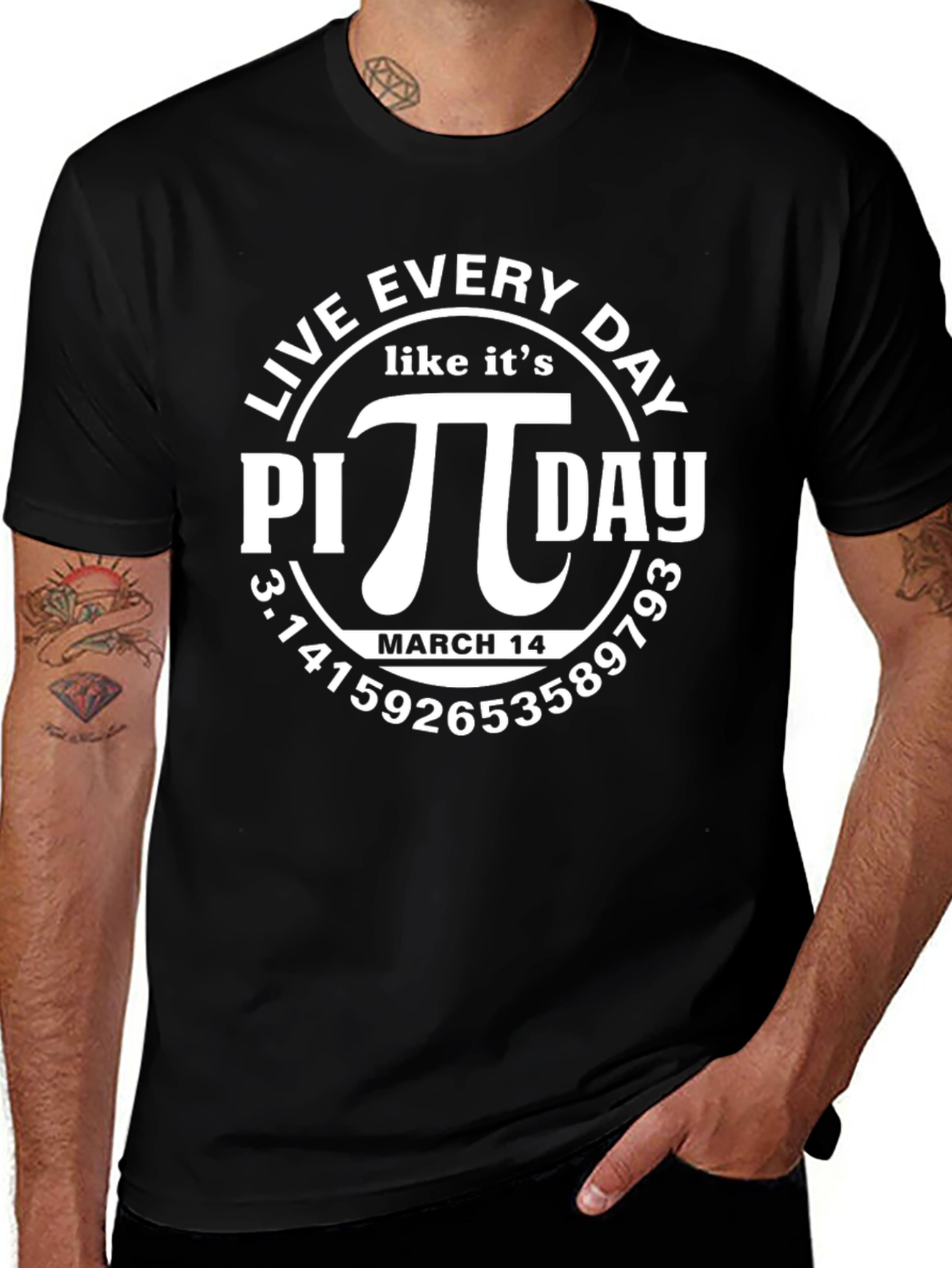 Live Every Day Like It's Pi Day Black T-Shirt