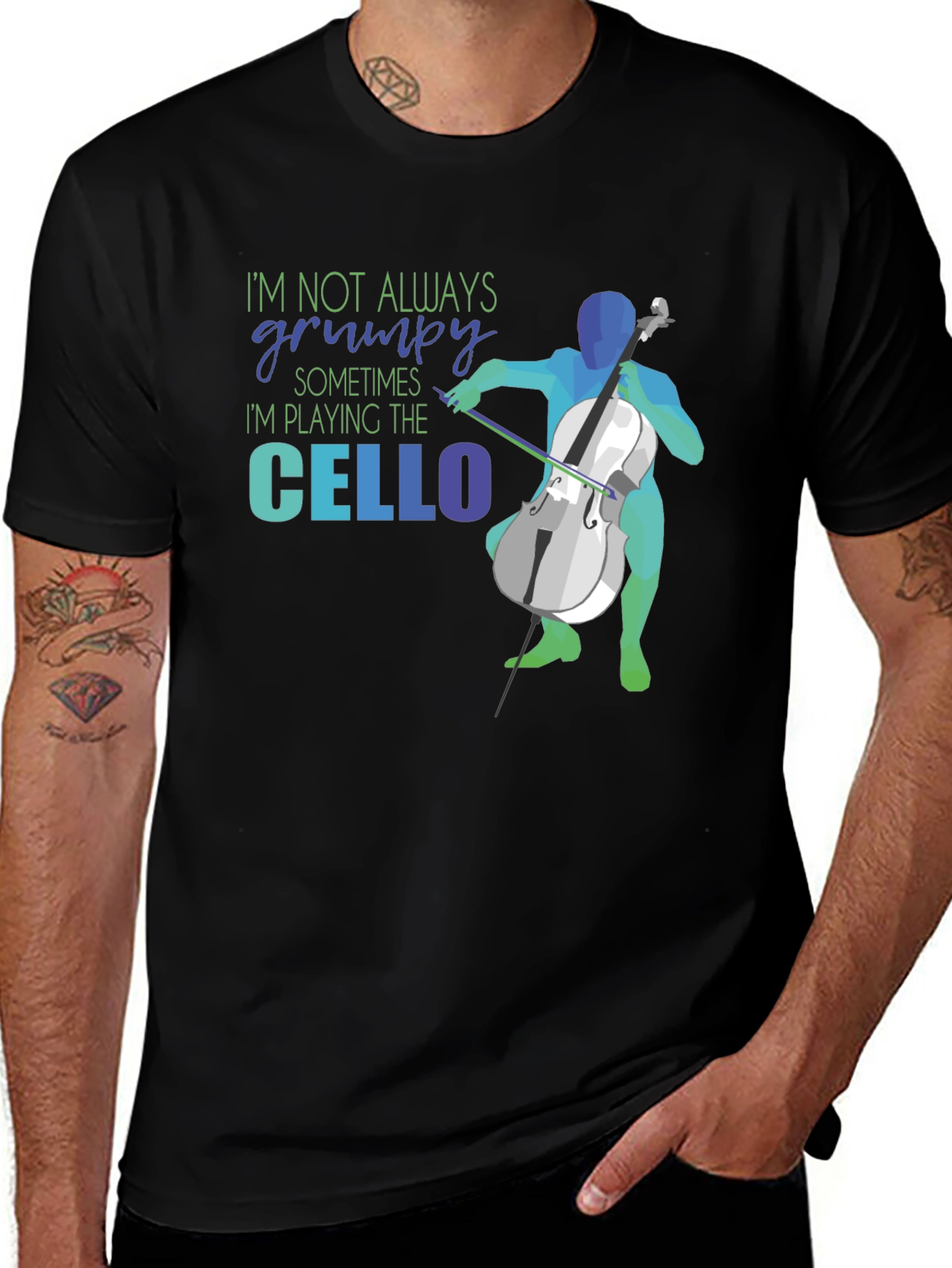 Variant 26 of Cello Player Graphic Tee - "Not Always Grumpy" 