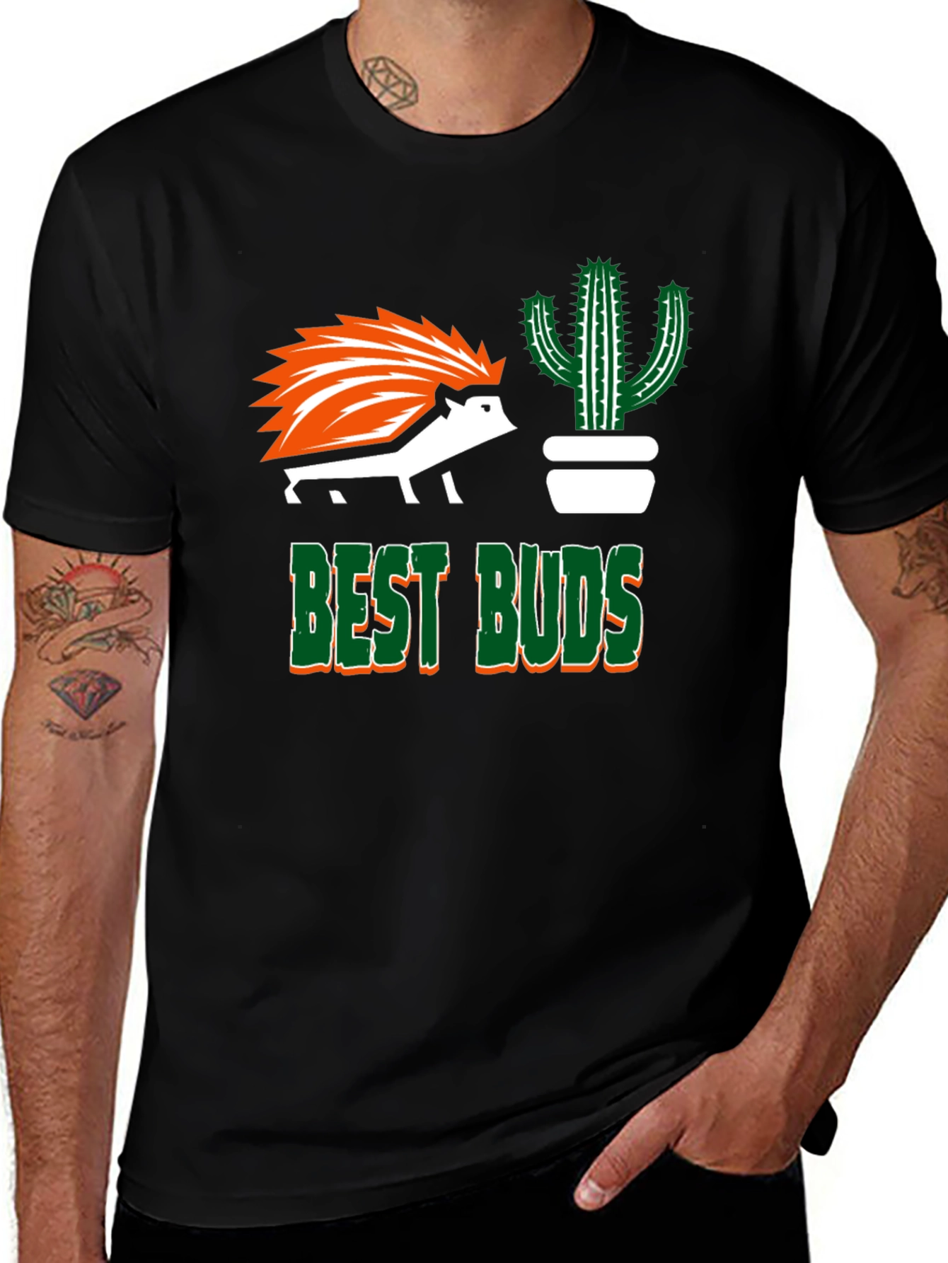 Best Buds T-Shirt - Hedgehog and Cactus Graphic Tee