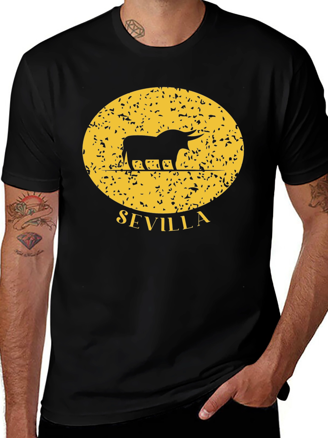 Sevilla Bull Silhouette Black T-Shirt