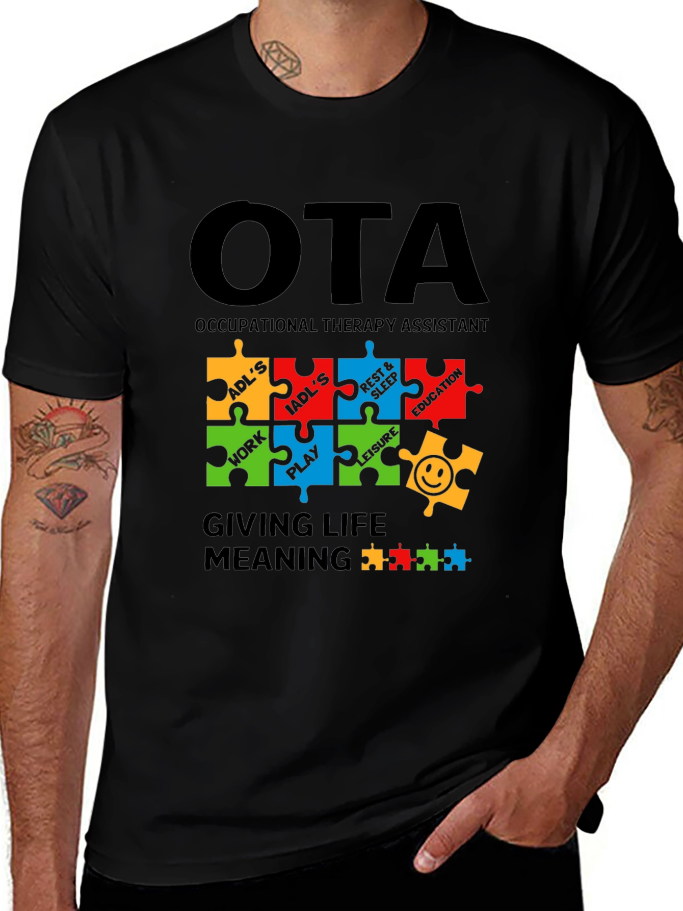 OTA Occupational Therapy Assistant Puzzle Piece T-Shirt