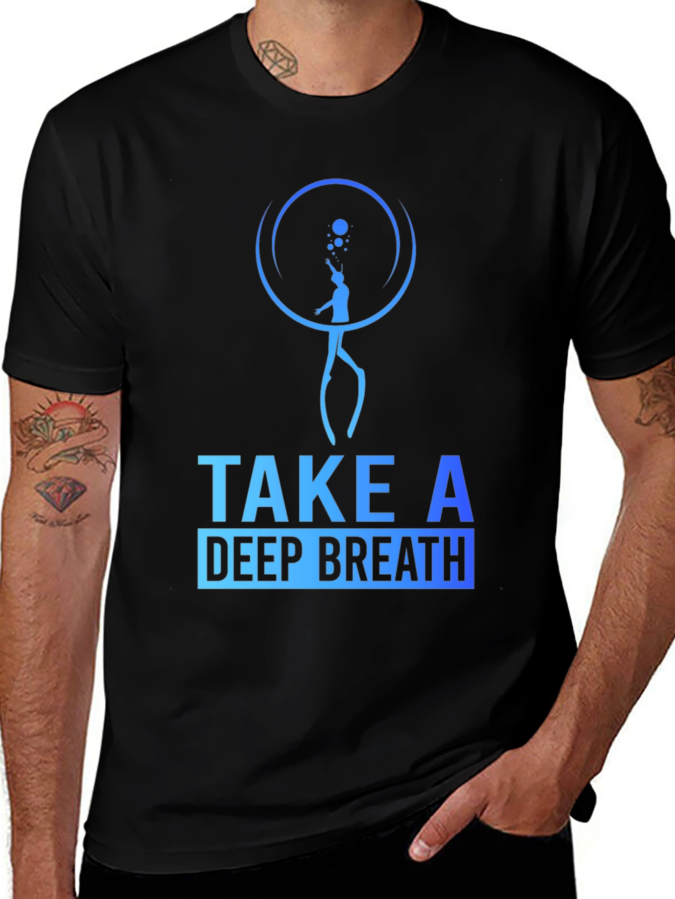 Variant 28 of Take a Deep Breath Diver Graphic Tee - Black