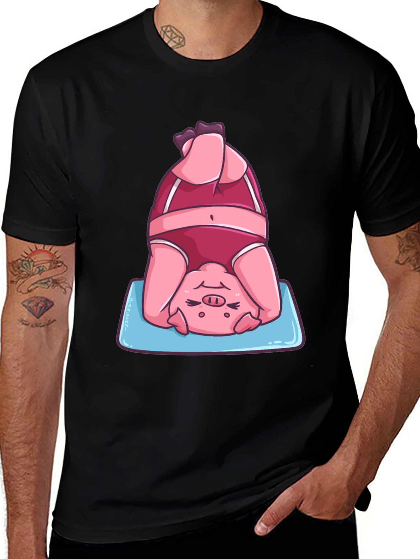 Variant 20 of Yoga Pig T-Shirt - Funny Headstand Graphic Tee