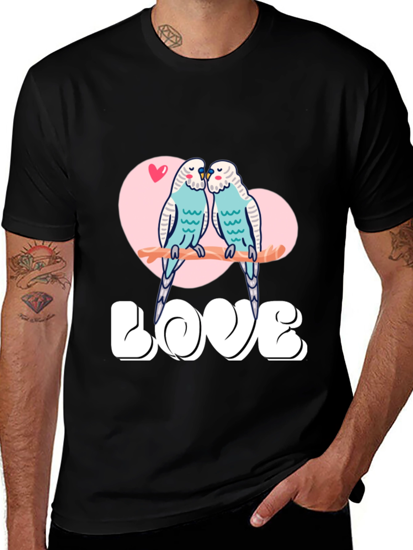 Variant 14 of Love Birds Graphic Tee - Cute Parrot Couple T-Shirt