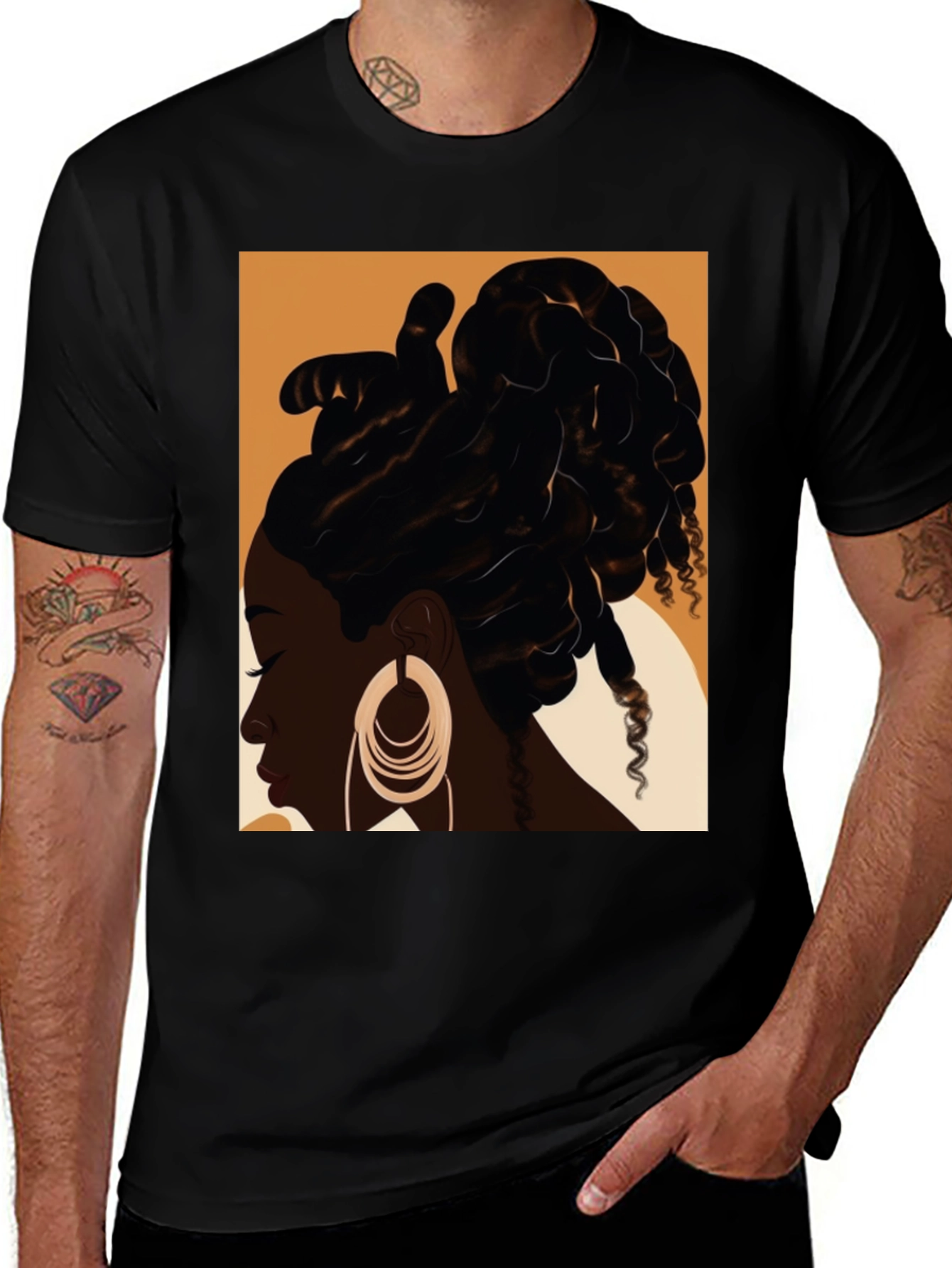 Variant 13 of Black Woman Locs Graphic Tee - Stylish Streetwear
