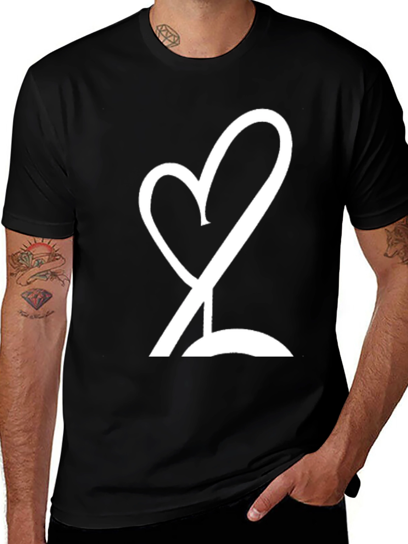 Variant 21 of Heart & Curve Graphic Tee - Black Cotton Blend