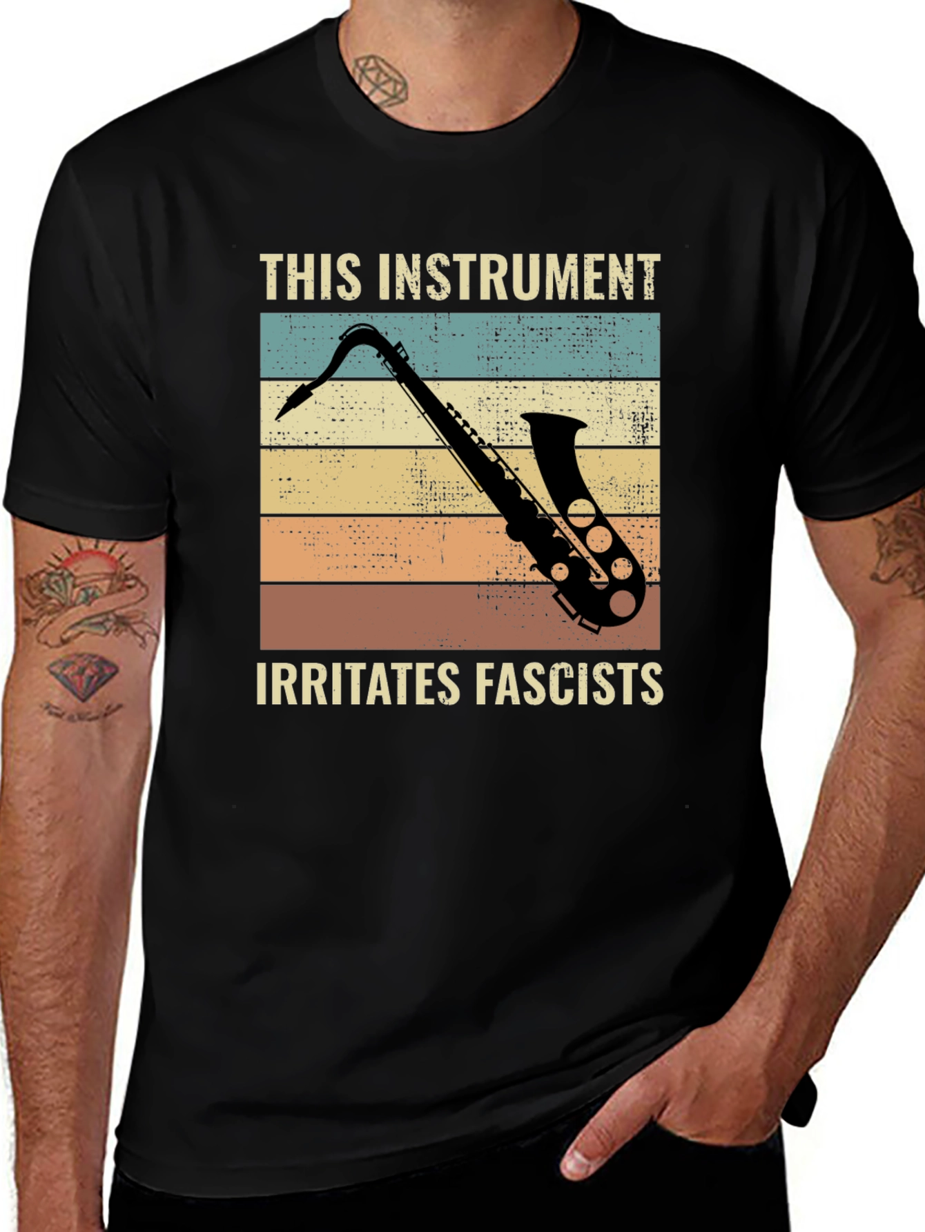 Variant 14 of Saxophone Irritates Fascists Graphic Tee