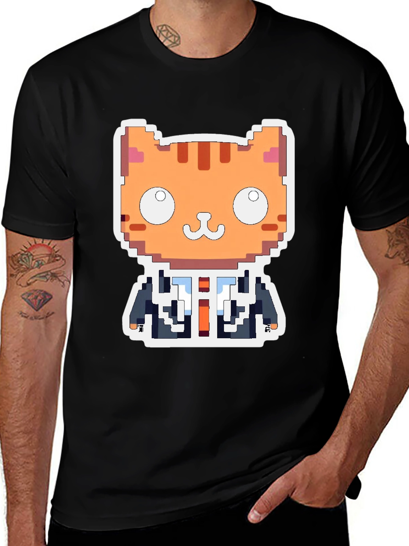 Variant 16 of Pixel Cat Boss T-Shirt - Unique Gamer Style