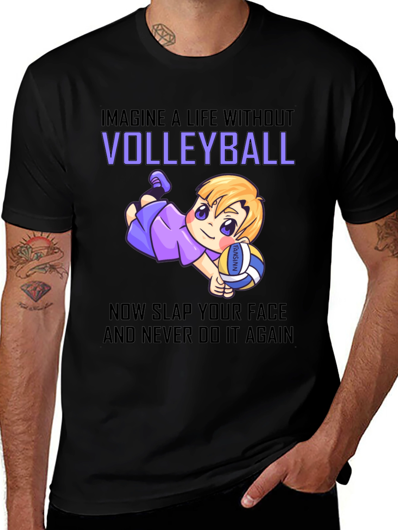 Variant 9 of Volleyball Cartoon Graphic T-Shirt