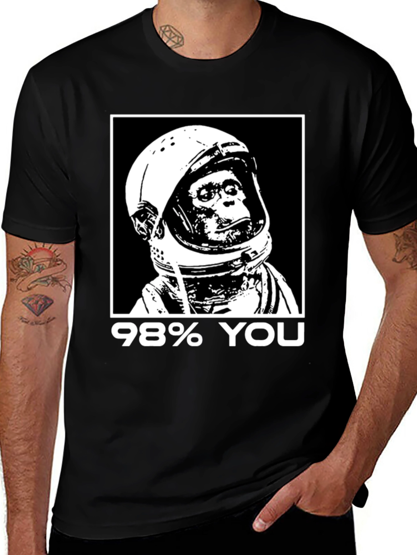 Variant 14 of 98% You Chimp Astronaut Black Graphic T-Shirt