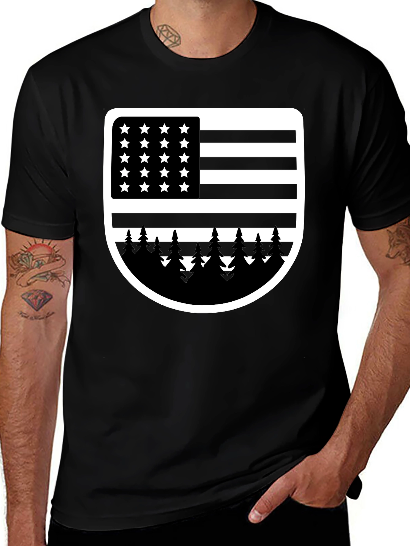 Variant 14 of American Flag Tree Graphic T-Shirt
