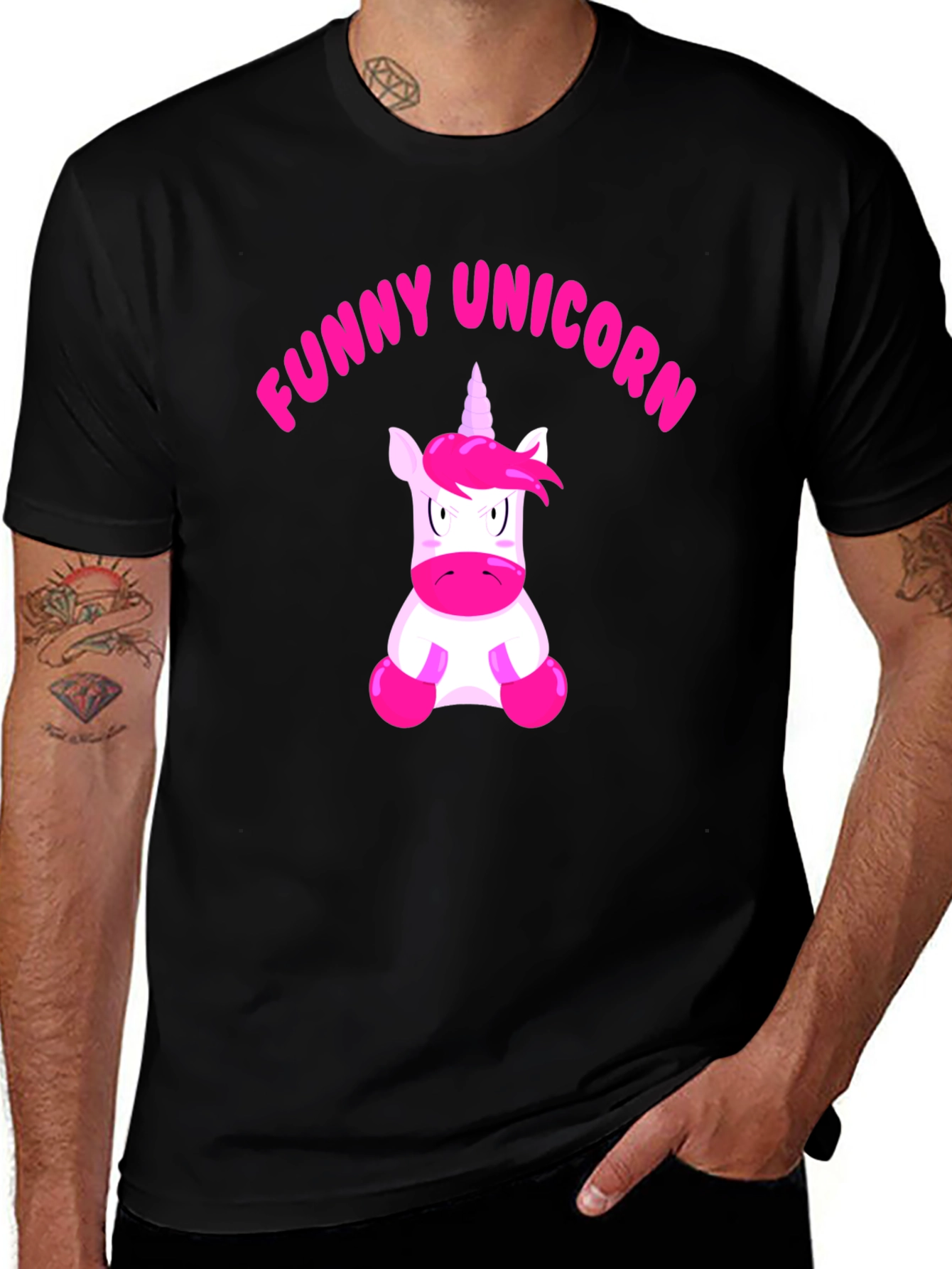 Variant 7 of Funny Unicorn Graphic Tee - Black Cotton Casual T-Shirt