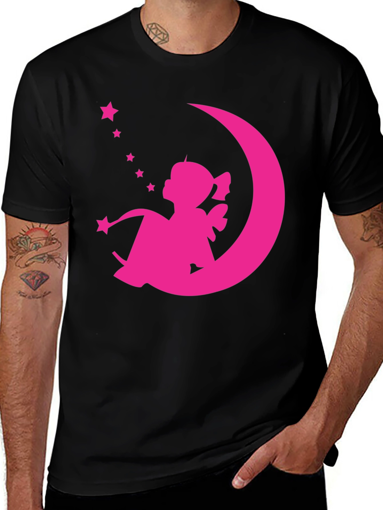 Variant 3 of Pink Fairy on Moon Graphic Tee