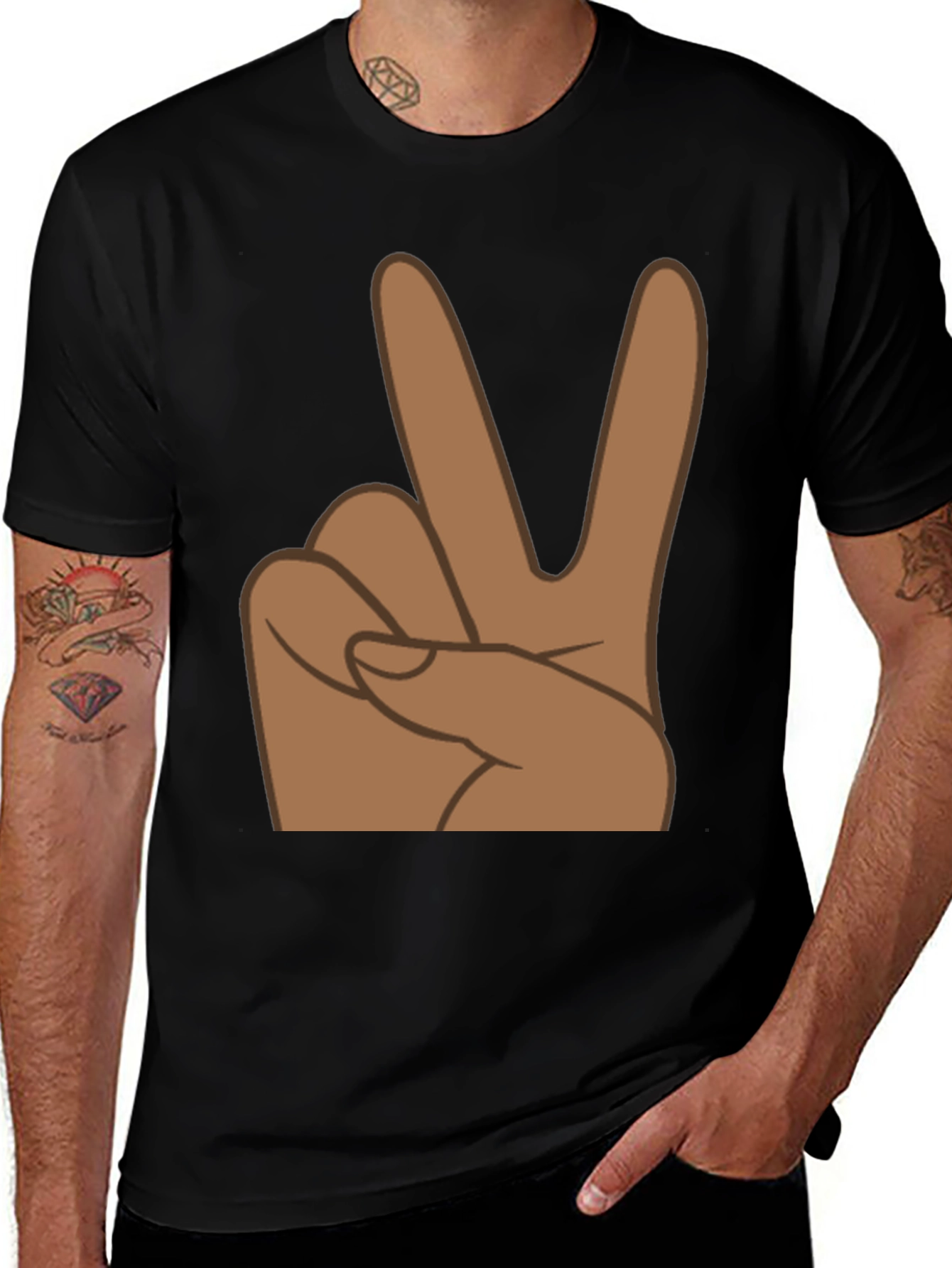 Black Peace Sign Graphic Tee - Black main image