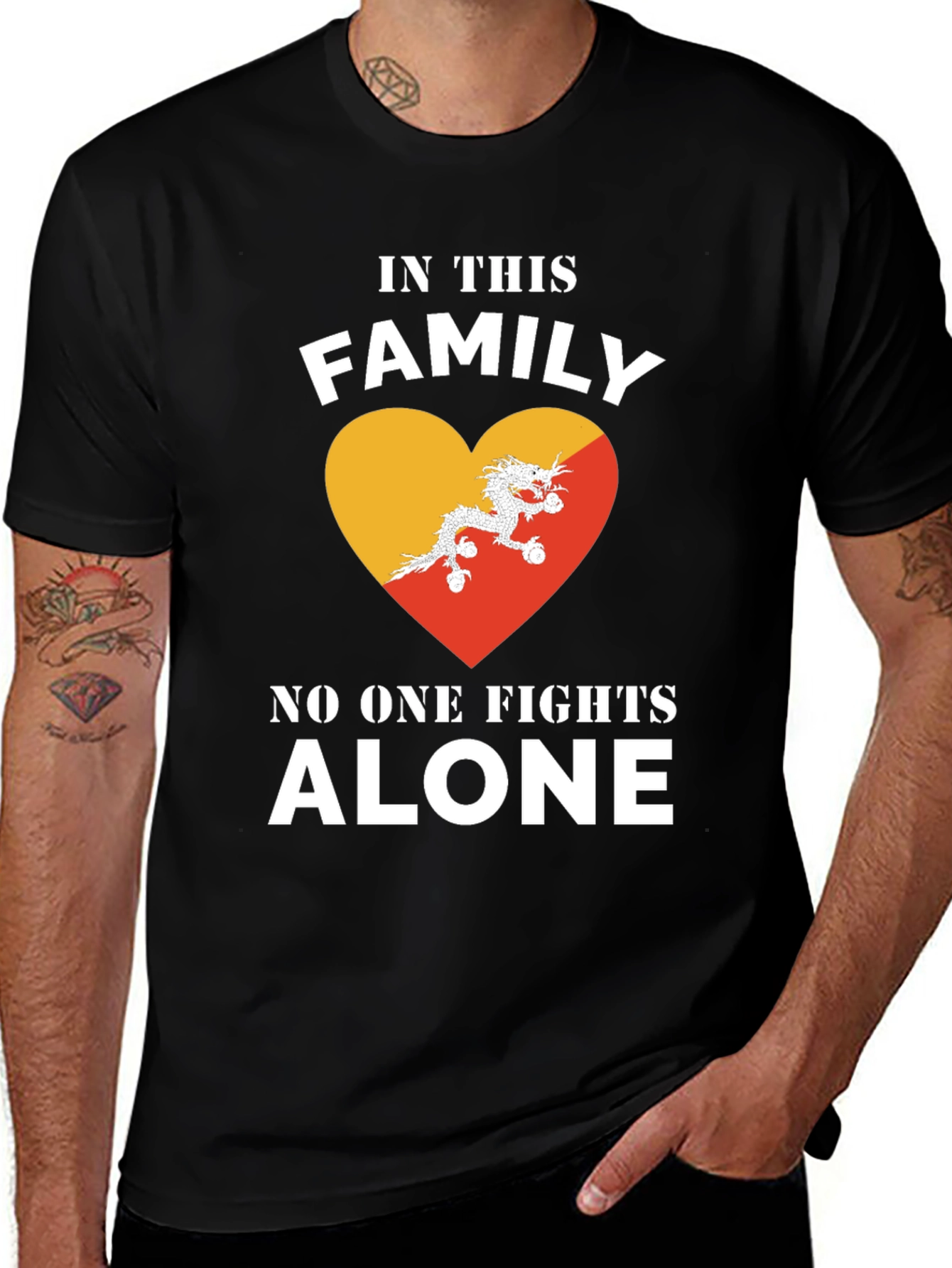 Variant 7 of Family Bhutan Flag Heart T-Shirt