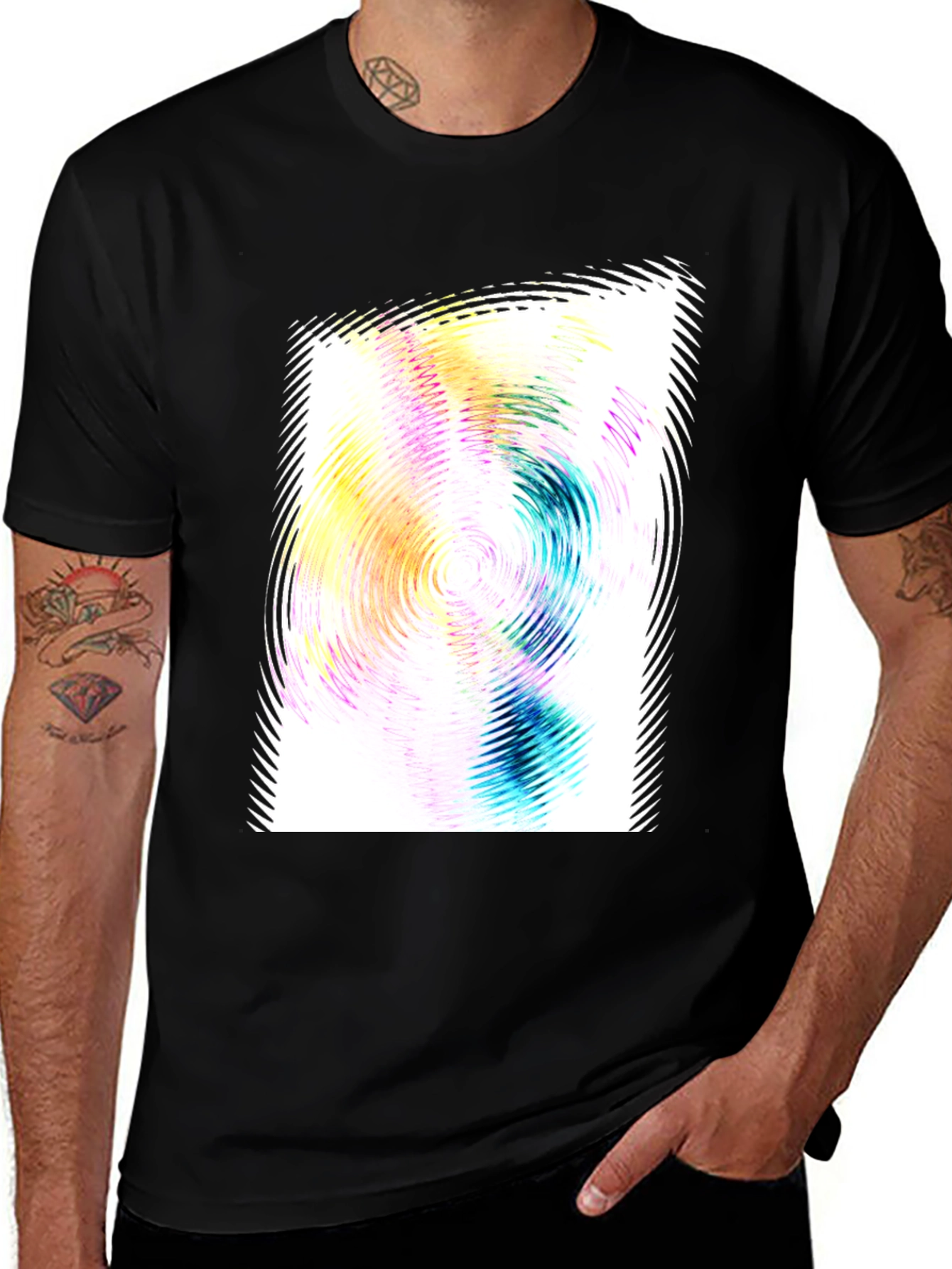Variant 3 of Abstract Swirl Graphic Tee - Men's Black T-Shirt