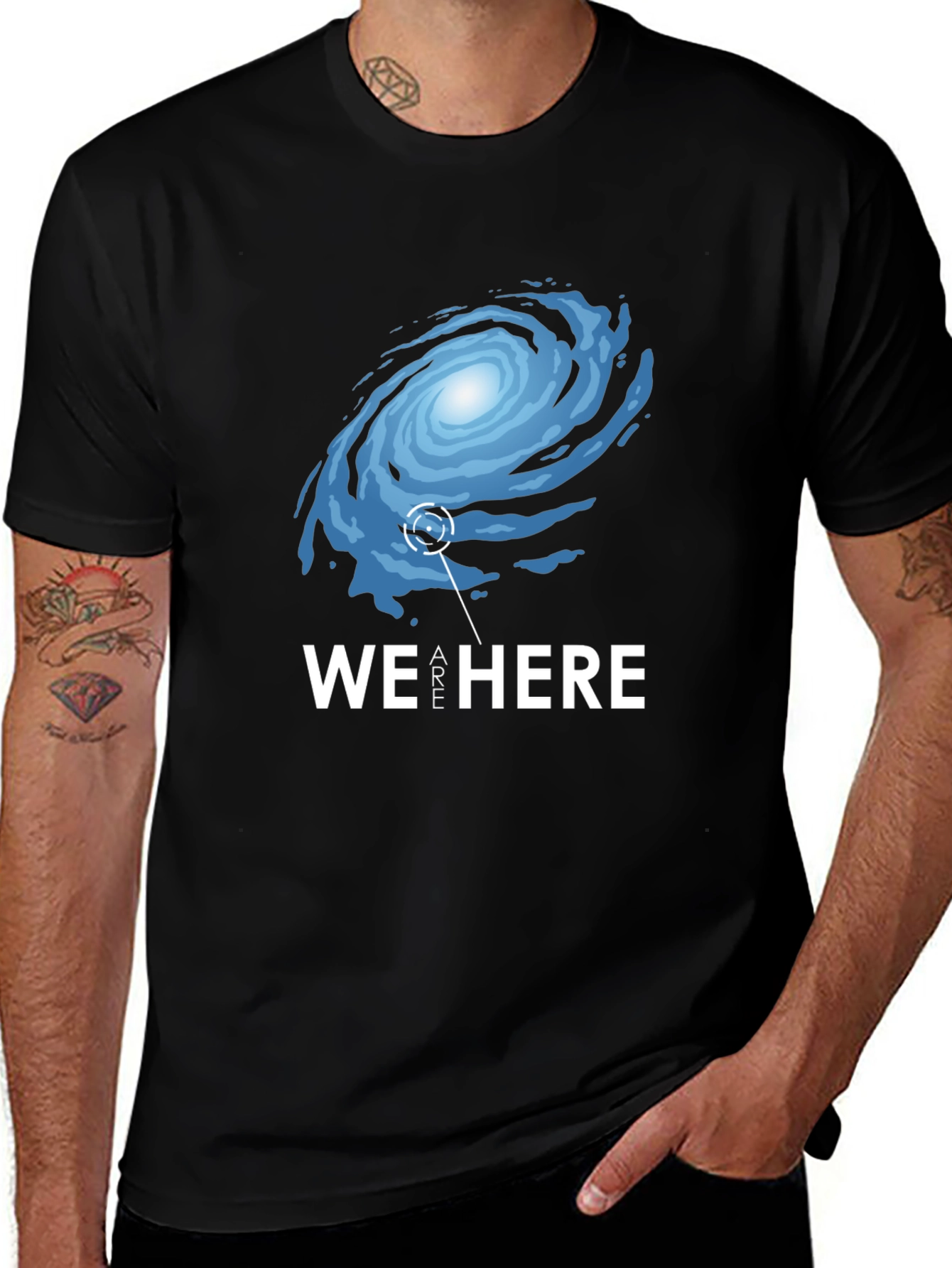 Variant 4 of Galaxy Map "We Are Here" Black T-Shirt