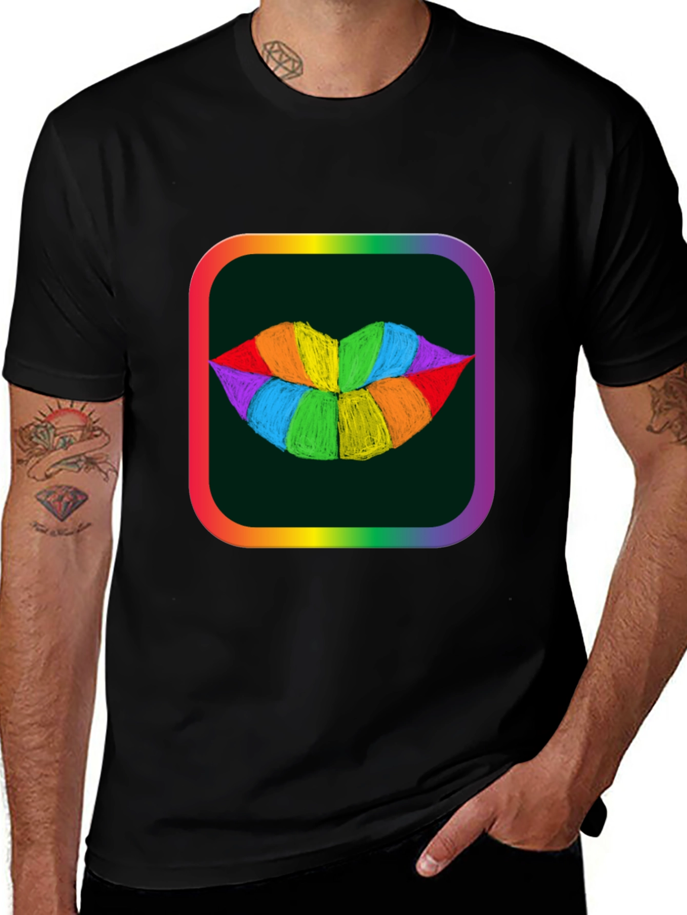 Variant 27 of Rainbow Lips Graphic Tee - Pride Month Apparel