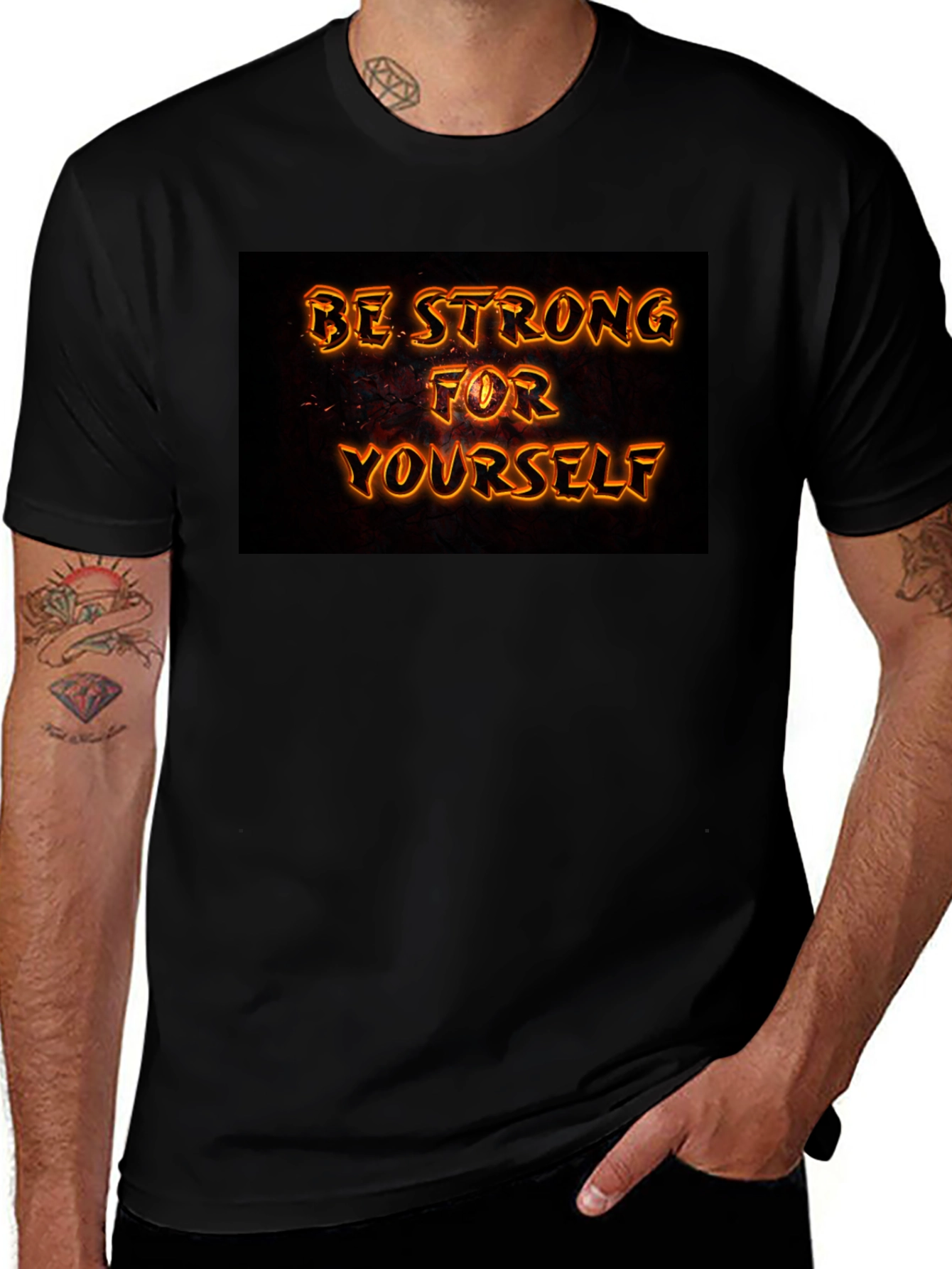 Variant 8 of Be Strong For Yourself Black Graphic Tee