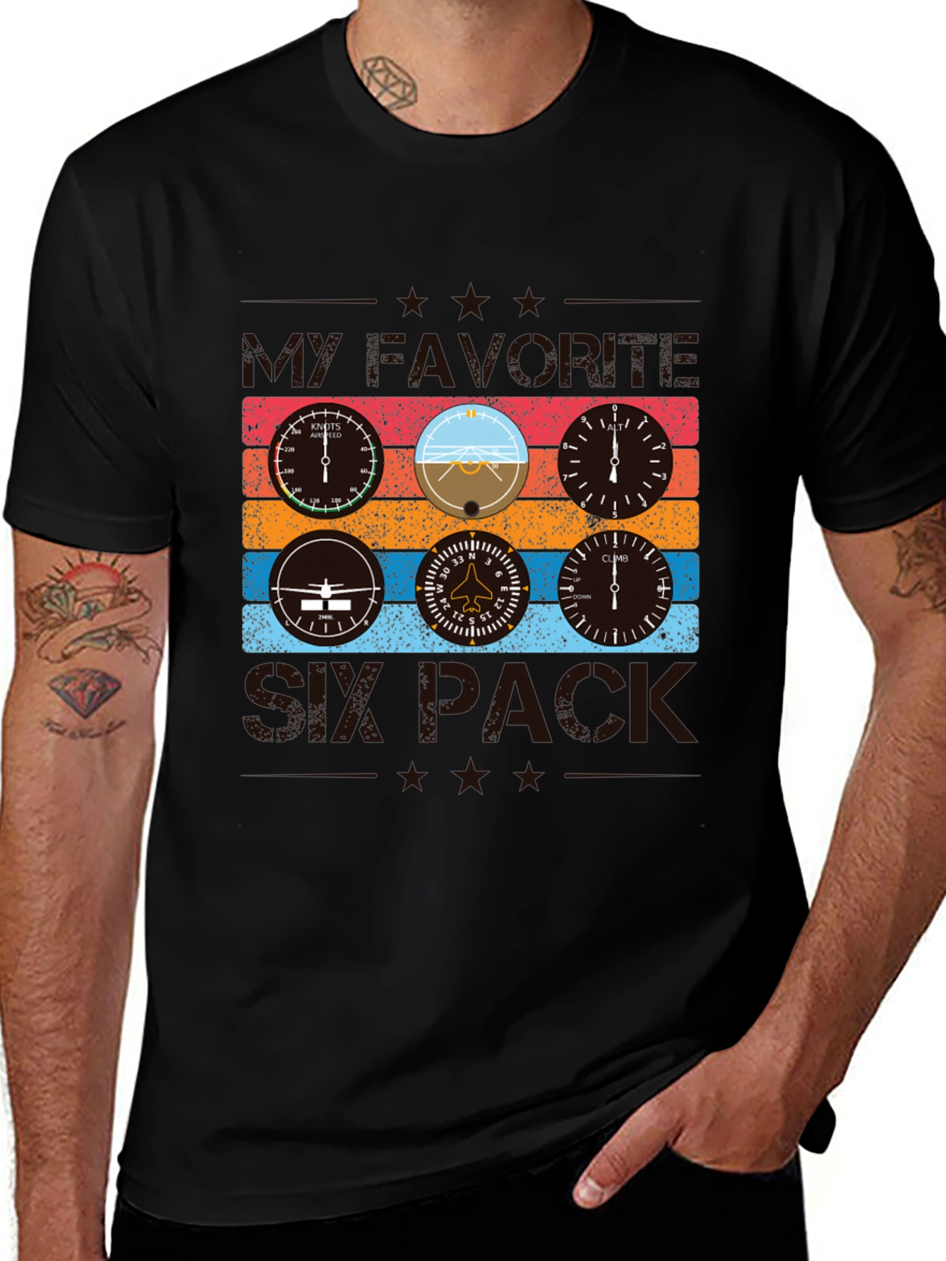 Pilot Six Pack T-Shirt - Aviation Instrument Design